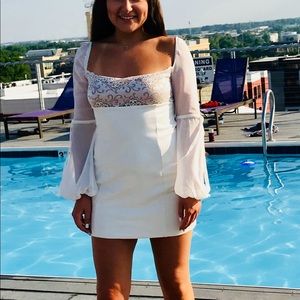 Majorelle Lace top White Mini Dress